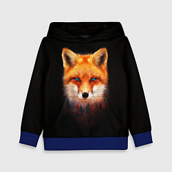 Толстовка-худи детская Лиса над лесом, цвет: 3D-синий