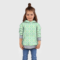 Толстовка-худи детская Нежно-салатовый абстрактный паттерн, цвет: 3D-меланж — фото 2