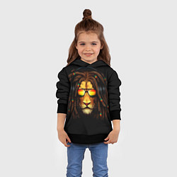 Толстовка-худи детская Лев в наушниках с дредами, цвет: 3D-черный — фото 2