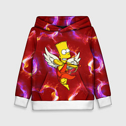 Толстовка-худи детская Барт Симпсон стреляет из лука в сердце, цвет: 3D-белый