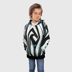 Толстовка-худи детская Цифровой окрас зебры, цвет: 3D-черный — фото 2