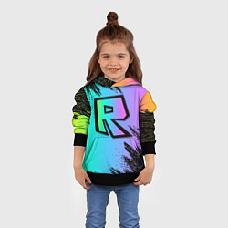 Толстовка-худи детская Roblox neon logo, цвет: 3D-черный — фото 2