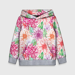 Толстовка-худи детская Георгин и гербер, цвет: 3D-меланж
