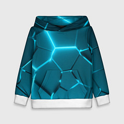 Толстовка-худи детская Ледяные неоновые геометрические плиты, цвет: 3D-белый