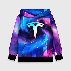 Толстовка-худи детская Tesla неоновый космос, цвет: 3D-черный