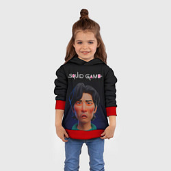Толстовка-худи детская Игра в кальмара - Сон Ки Хун анимационный, цвет: 3D-красный — фото 2