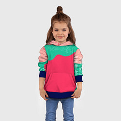 Толстовка-худи детская Красочные пятна - абстракция, цвет: 3D-синий — фото 2