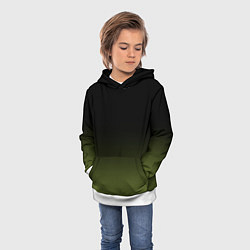 Толстовка-худи детская Черный и хвойный зеленый градиент, цвет: 3D-белый — фото 2