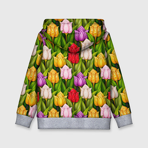 Детская толстовка Объемные разноцветные тюльпаны / 3D-Меланж – фото 2