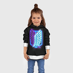 Толстовка-худи детская Attack on Titan neon logo, цвет: 3D-белый — фото 2