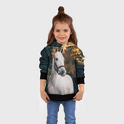 Толстовка-худи детская Белая лошадка, цвет: 3D-черный — фото 2