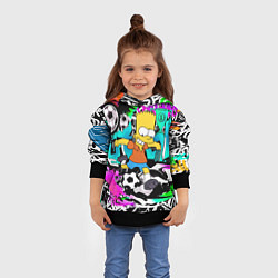 Толстовка-худи детская Барт Симпсон - центр-форвард на фоне граффити, цвет: 3D-черный — фото 2