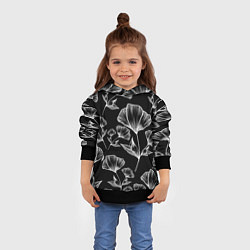 Толстовка-худи детская Графичные цветы на черном фоне, цвет: 3D-черный — фото 2