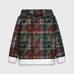 Толстовка-худи детская Черный сетчатый узор на гранжевом фоне, цвет: 3D-белый