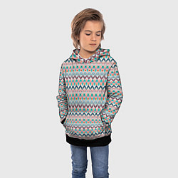 Толстовка-худи детская Многоцветный полосатый восточный орнамент, цвет: 3D-черный — фото 2