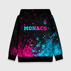 Толстовка-худи детская Monaco - neon gradient: символ сверху, цвет: 3D-черный