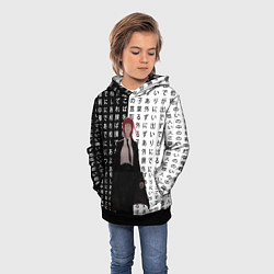 Толстовка-худи детская Макима - Иероглифы - Человек-бензопила, цвет: 3D-черный — фото 2