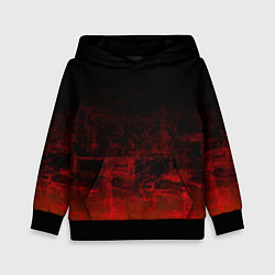 Толстовка-худи детская Черный однотонный и гранжевый красный, цвет: 3D-черный