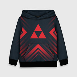 Толстовка-худи детская Красный символ Zelda на темном фоне со стрелками, цвет: 3D-черный