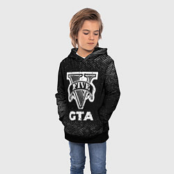 Толстовка-худи детская GTA с потертостями на темном фоне, цвет: 3D-черный — фото 2