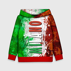 Толстовка-худи детская Флаг Италии - кляксы, цвет: 3D-красный