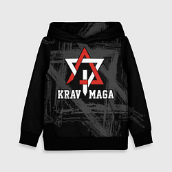 Толстовка-худи детская Krav-maga military combat system emblem, цвет: 3D-черный