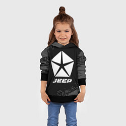 Толстовка-худи детская Jeep speed на темном фоне со следами шин, цвет: 3D-черный — фото 2