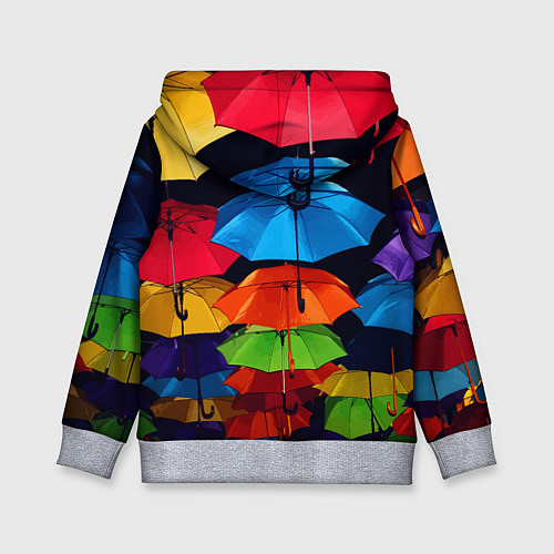 Детская толстовка Разноцветные зонтики - композиция / 3D-Меланж – фото 2