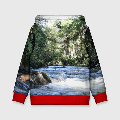Детская толстовка Течёт река в лесу / 3D-Красный – фото 2