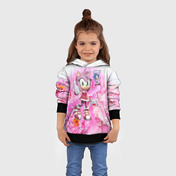 Толстовка-худи детская Sonic - Amy Rose - Video game, цвет: 3D-черный — фото 2