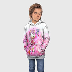 Толстовка-худи детская Sonic - Amy Rose - Video game, цвет: 3D-меланж — фото 2