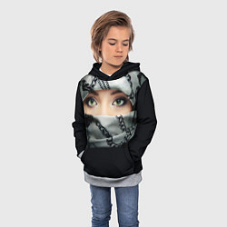Толстовка-худи детская Зеленоглазая девушка в хиджабе, цвет: 3D-меланж — фото 2