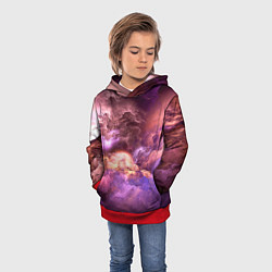 Толстовка-худи детская Необычное фиолетовое облако, цвет: 3D-красный — фото 2