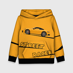 Толстовка-худи детская Желтая машинка street racer, цвет: 3D-черный