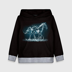 Толстовка-худи детская Лошадь из водяных капель, цвет: 3D-меланж