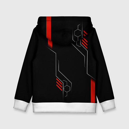 Детская толстовка Samurai - Красный техно - Киберпанк / 3D-Белый – фото 2