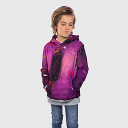 Толстовка-худи детская Розово-фиолетовый абстрактный фон и краски, цвет: 3D-меланж — фото 2