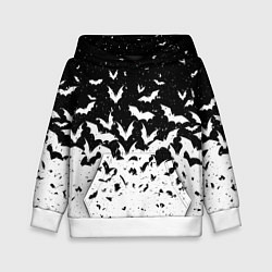 Толстовка-худи детская Black and white bat pattern, цвет: 3D-белый