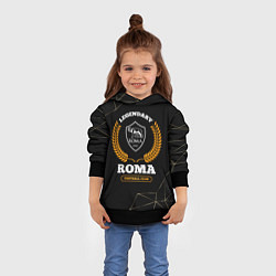 Толстовка-худи детская Лого Roma и надпись legendary football club на тем, цвет: 3D-черный — фото 2