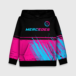 Толстовка-худи детская Mercedes - neon gradient: символ сверху, цвет: 3D-черный