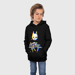 Толстовка-худи детская Stray glitch logo, цвет: 3D-черный — фото 2