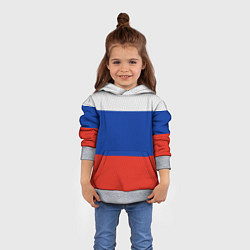 Толстовка-худи детская Триколор - флаг России плетёный, цвет: 3D-меланж — фото 2