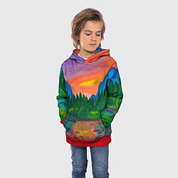 Толстовка-худи детская Закат на реке, цвет: 3D-красный — фото 2