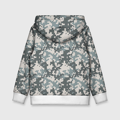 Детская толстовка Камуфляж серый пиксель / 3D-Белый – фото 2