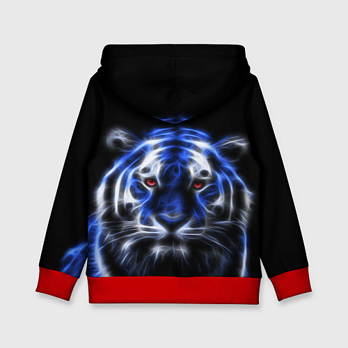Детская толстовка Синий неоновый тигр / 3D-Красный – фото 2