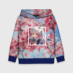 Толстовка-худи детская Камисато Аяка в квадрате, цвет: 3D-синий