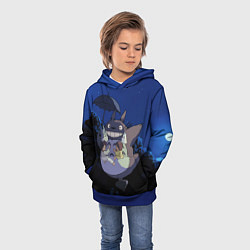 Толстовка-худи детская Night flight Totoro, цвет: 3D-синий — фото 2