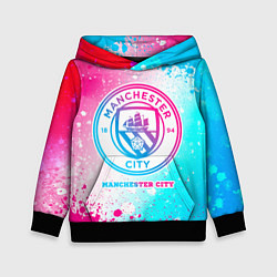 Толстовка-худи детская Manchester City neon gradient style, цвет: 3D-черный