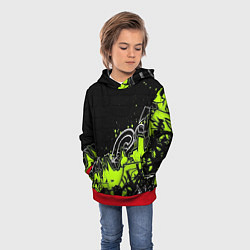 Толстовка-худи детская Яркое граффити на черной стене, цвет: 3D-красный — фото 2