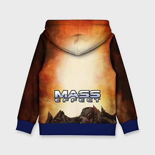 Детская толстовка Кварианка стоит на горе трупов в свете огня / 3D-Синий – фото 2